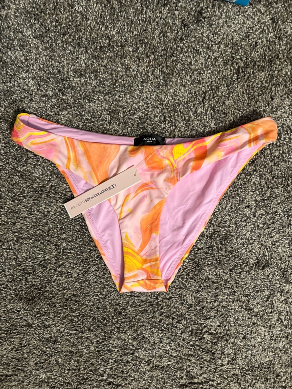Aqua Pink, Orange & Yellow Marble Bikini Bottom